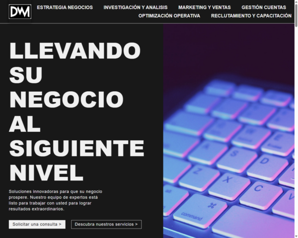 Marketing pagina web lista para administrar