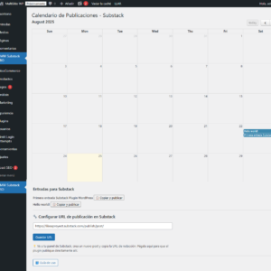 Substack calendario WordPress publicar entradas