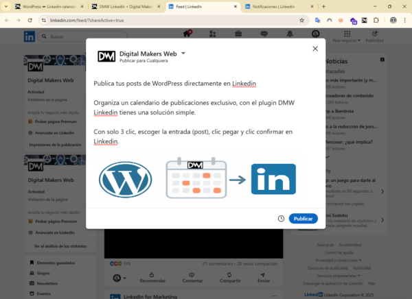 Plugin calendario WordPress a Linkedin Agencias sin limite