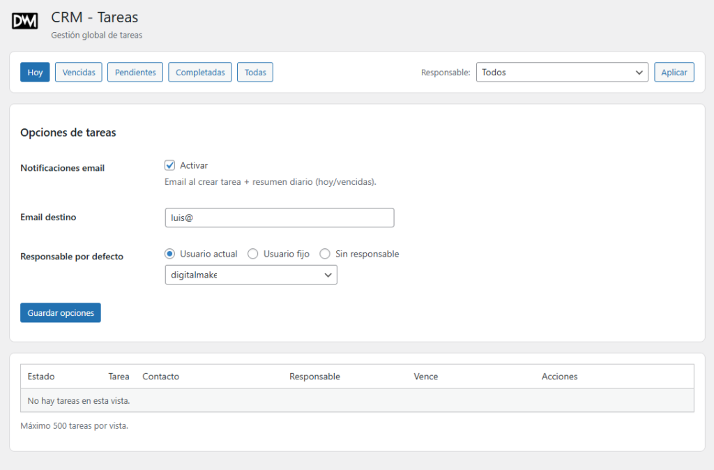 Tareas y seguimiento